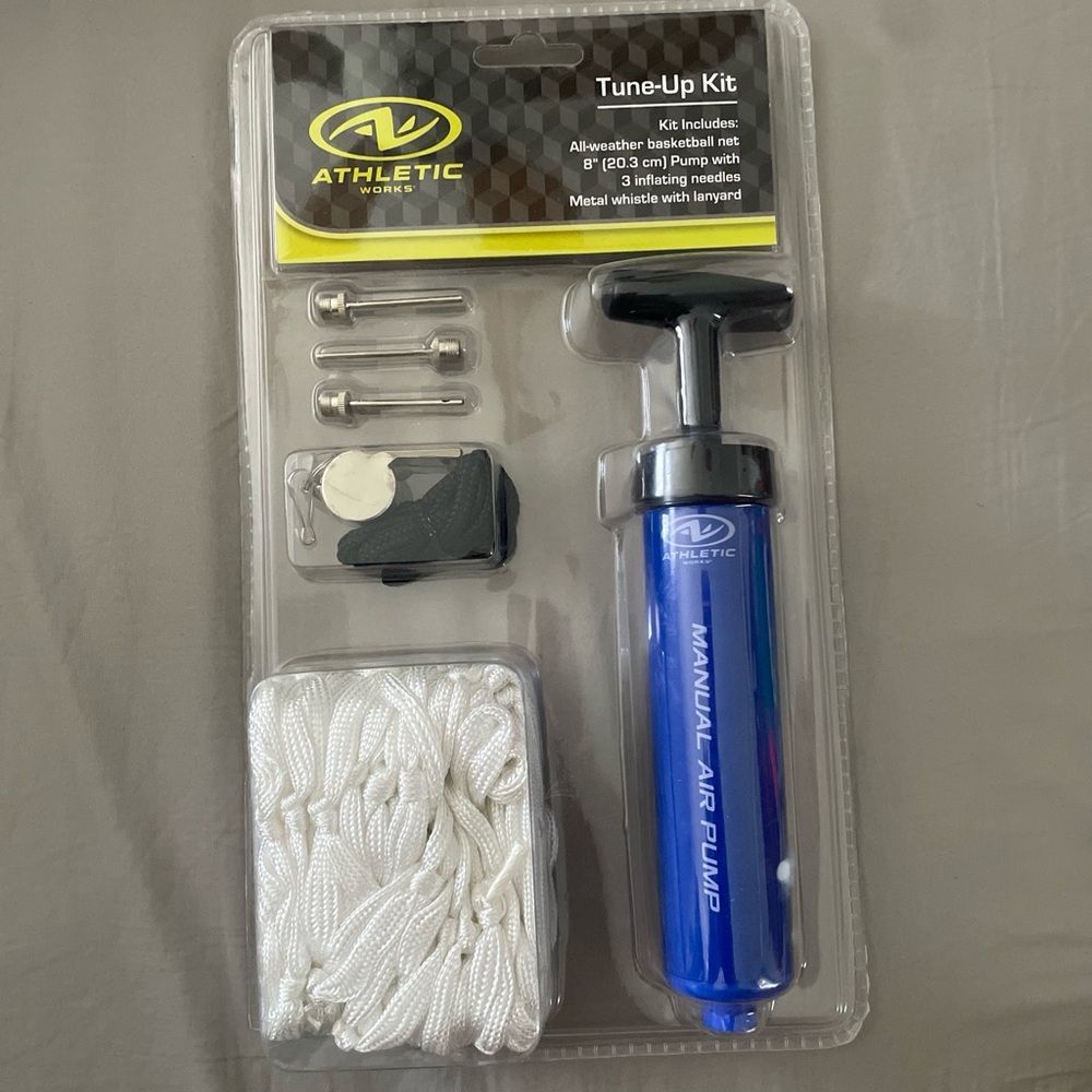 Athletic Works Basketball Tune Up Kit 6pc Pack 3 needles, Net, Pump, & Whistle